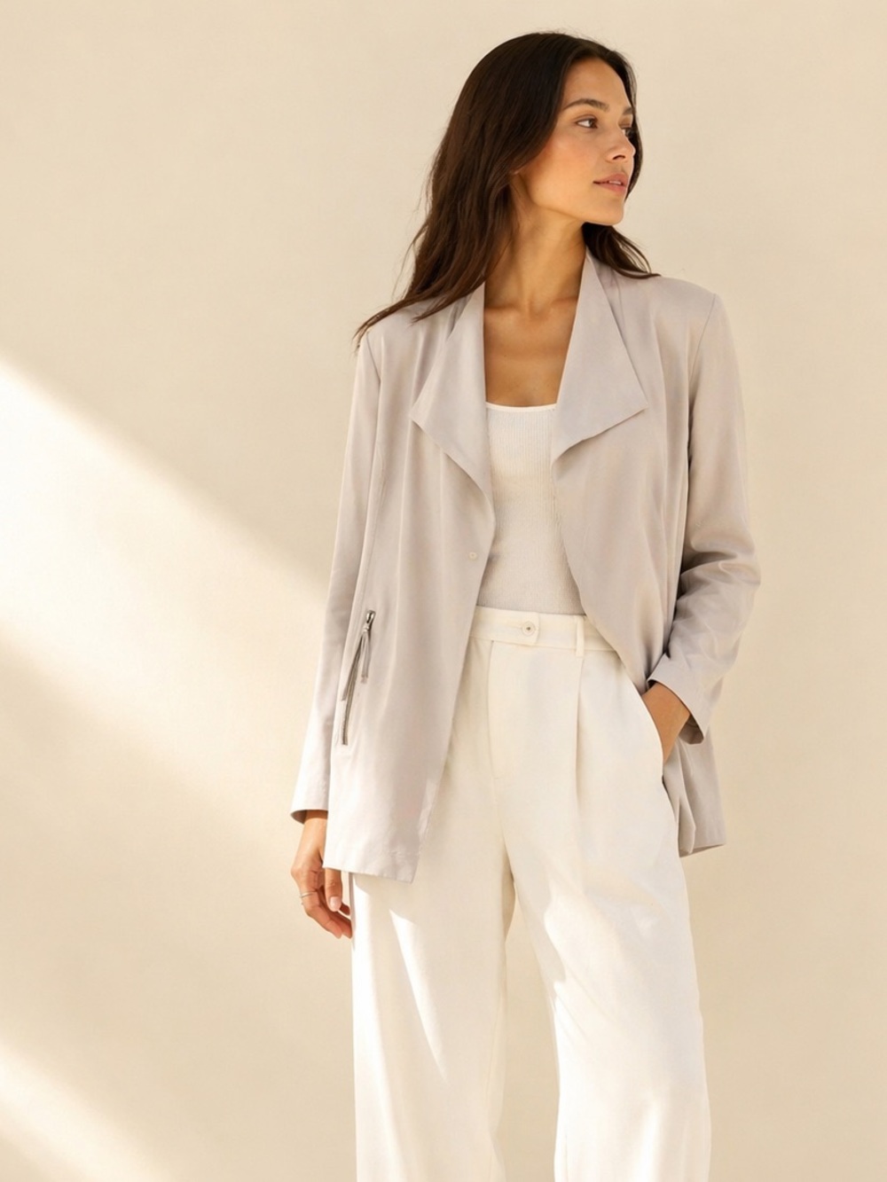 Barbara Lebek Minimalist Faux Suede Blazer Draped Soft Sz 3X